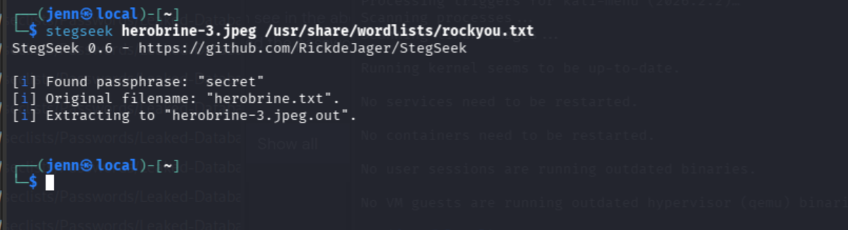 stegseek cracking the passphrase